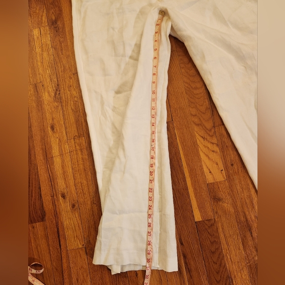 Talbots White Linen Sailor Trousers Fully Lined Wide Leg Size 16 Pristine Cond - Picture 6 of 11